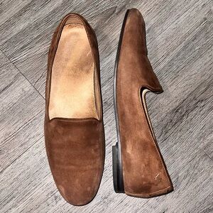Vionic Willa II Slip On Loafers in Brown Suede, Size 8
